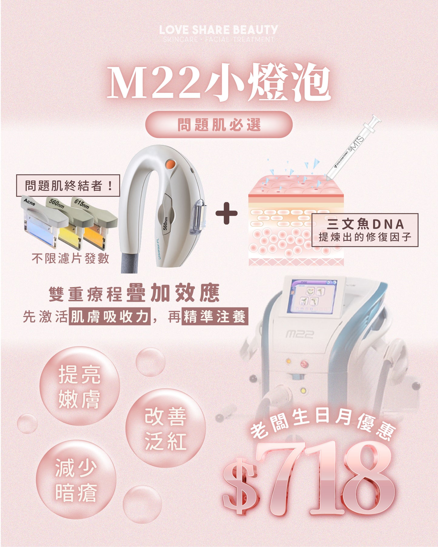 老闆生日月優惠 $718三選一療程